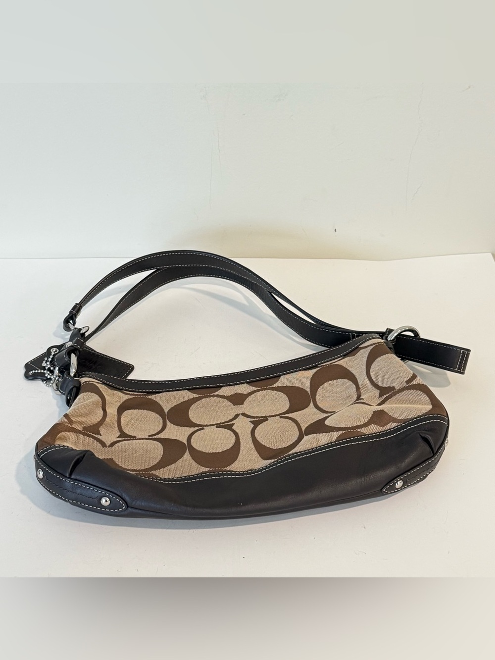 Vintage Coach Park Canvas Leather Brown Tan Hobo Soho Shoulder Purse Y2K F19731 - Picture 7 of 15